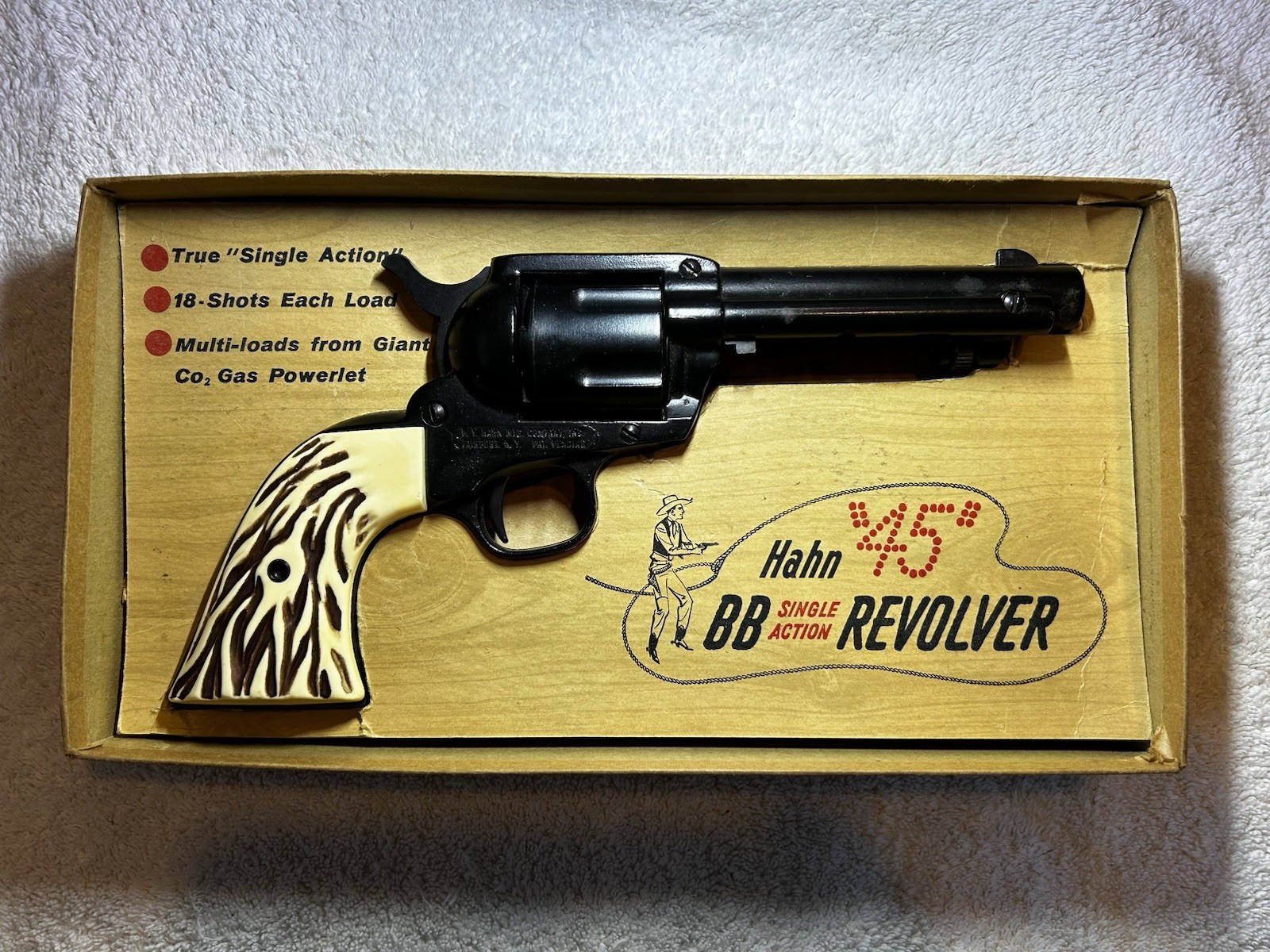 Vintage Crosman Hahn CO2 “45” BB Single Action Revolver With Original Box