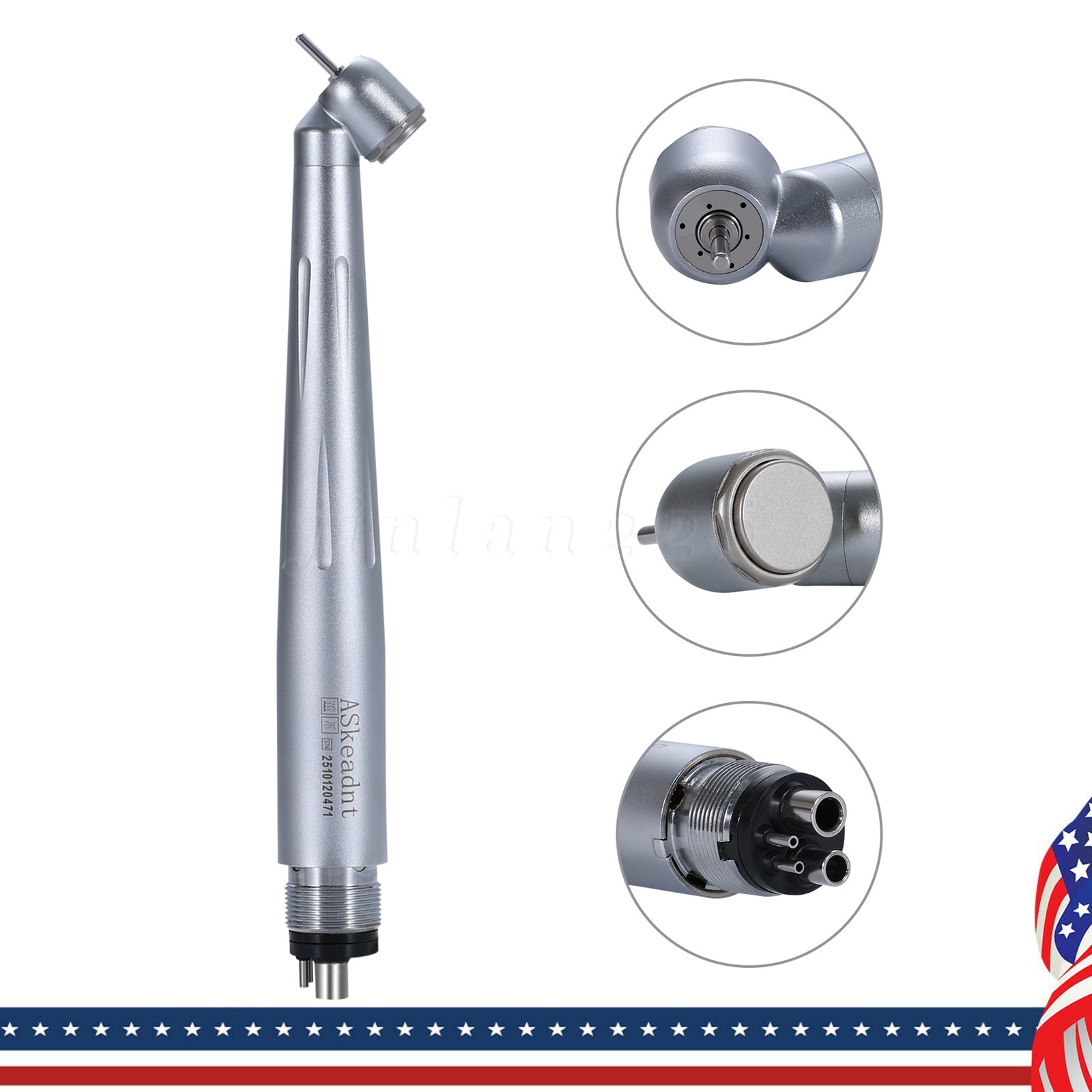 Dental Handpiece High Speed Push Button STANDARD 45° HEAD 4-Hole