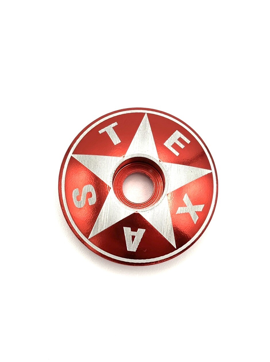 TEXAS  - Threadless Bicycle Headset Stem Cap 1 1/8" Red USA