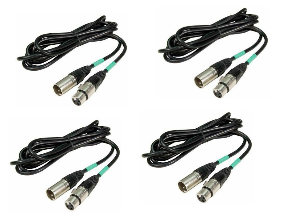 4x CHAUVET DJ 10Ft 3-Pin DMX Cable (Black)
