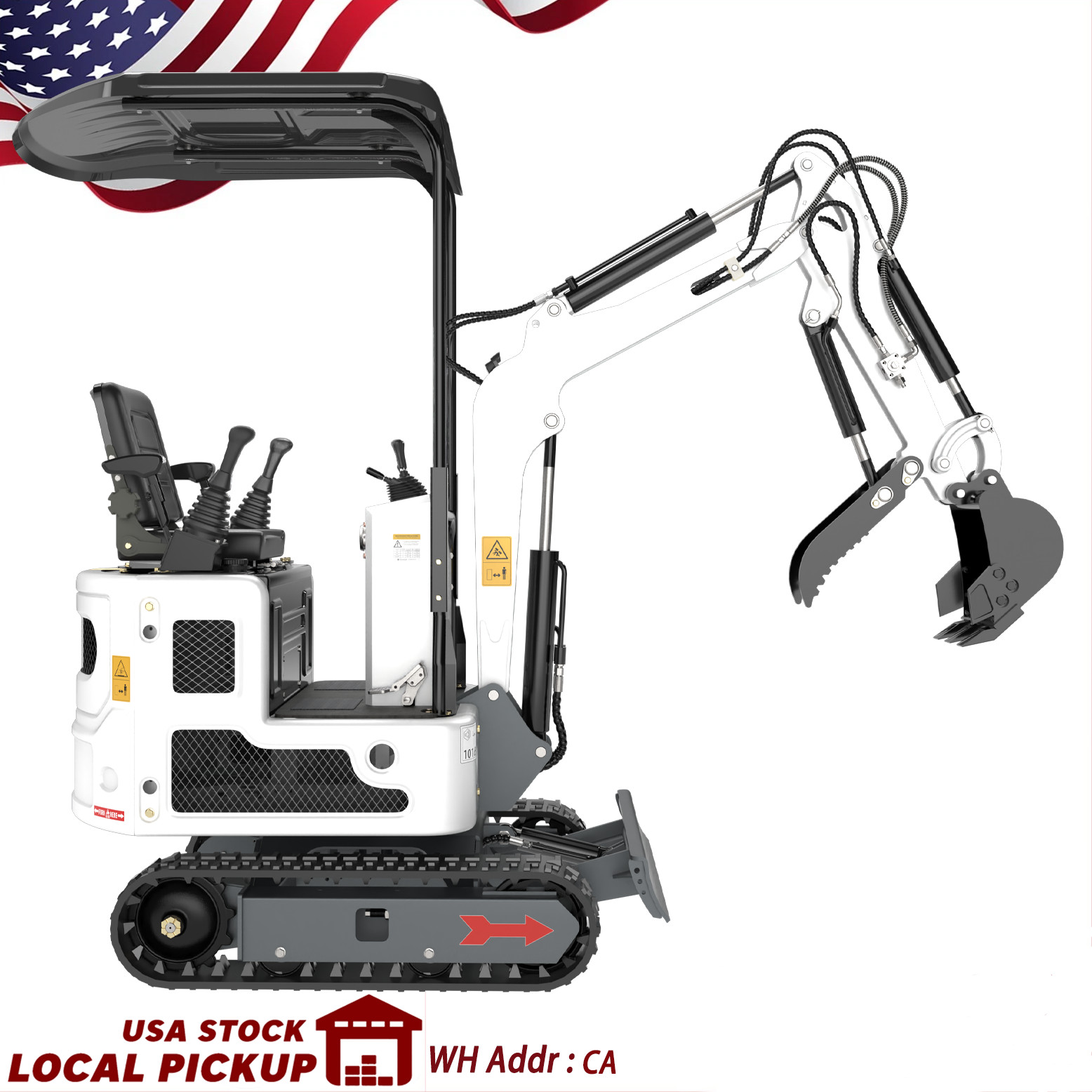 USA Stock, 1 Ton Mini Excavator, Pilot Control System, Hydraulic Thumb Clip
