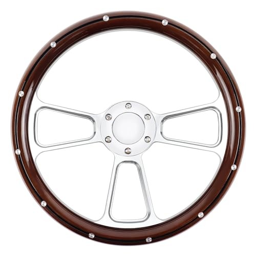 Universal Racing Steering Wheel 14 Inch 6 Bolt Silver Aluminum 3 Spoke Muscle