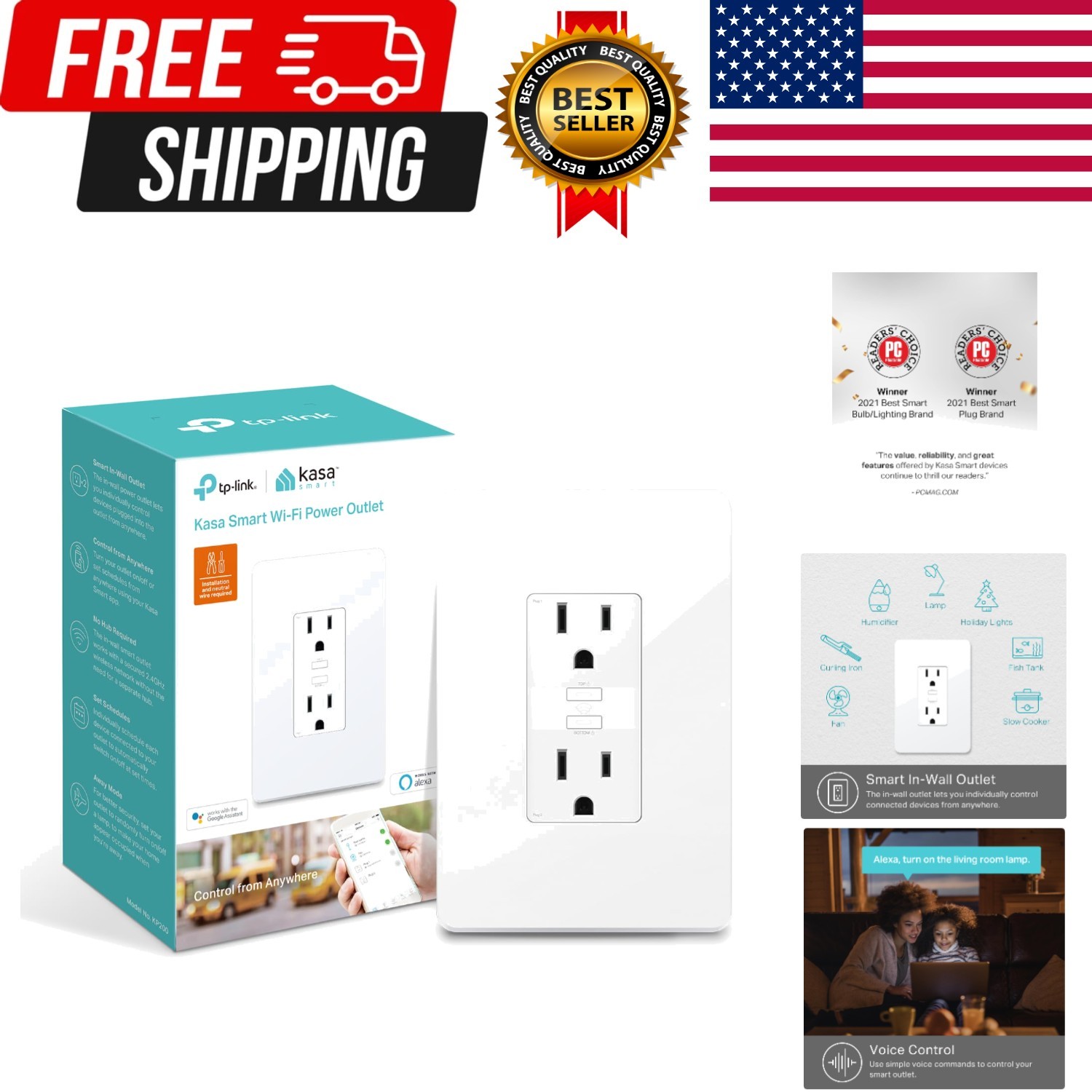 Plug , In-Wall Smart Home Wi-Fi Outlet Works with Alexa, Google Home & IFTTT,...