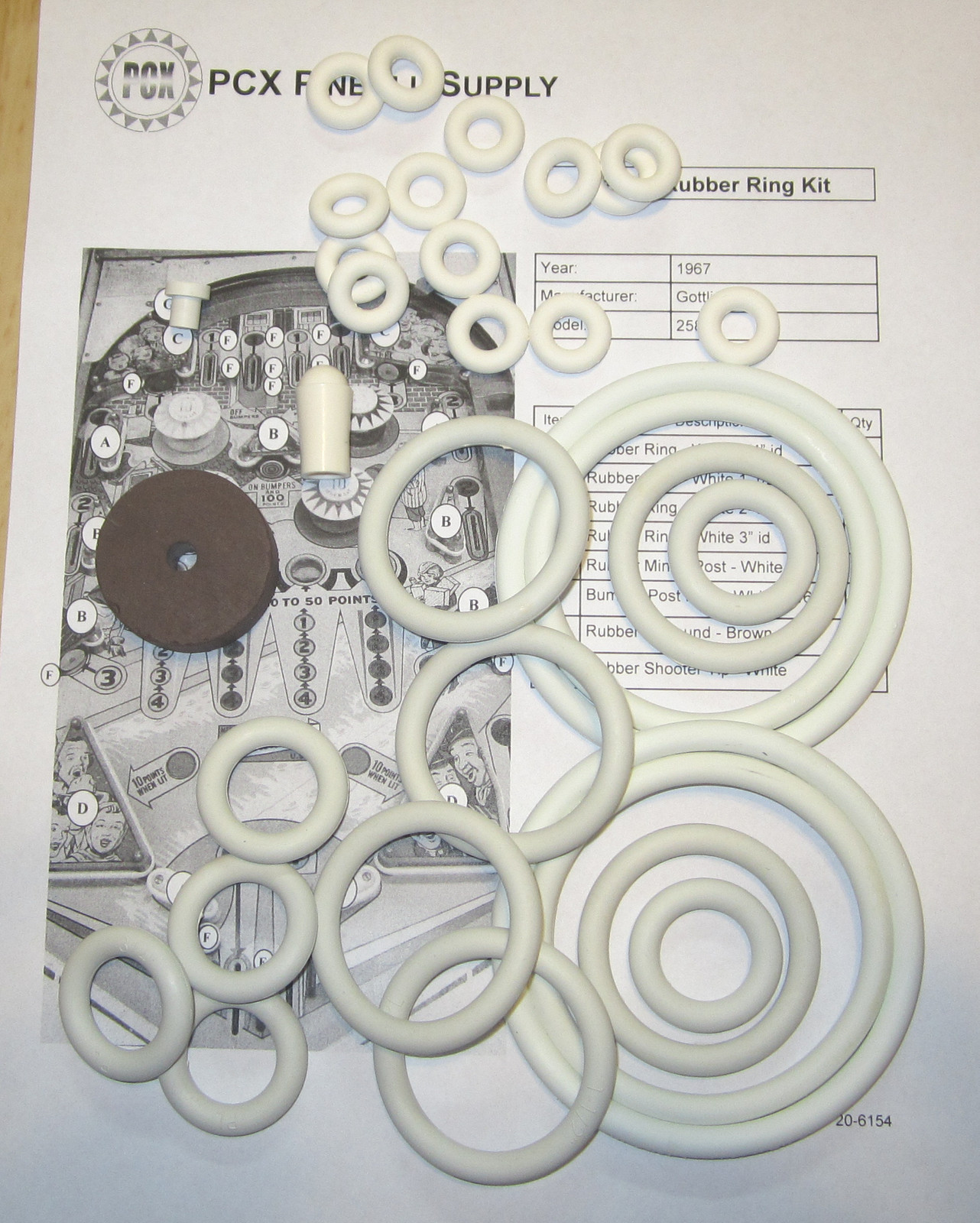 1967 Gottlieb Sing Along Pinball Machine Rubber Ring Kit