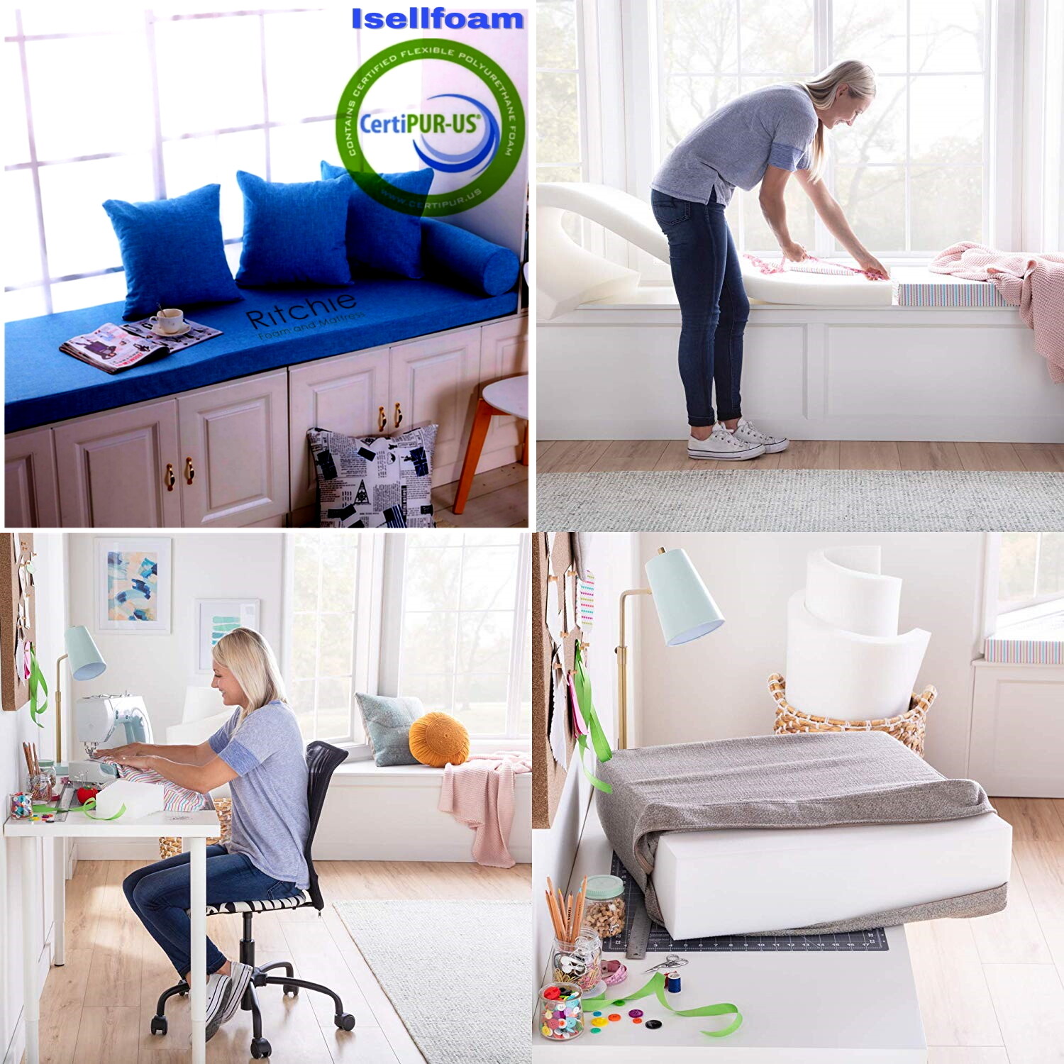 High Density Upholstery Foam (Ultra Firm) 4"x24"x80" 52ILD Foam Seat Cushion