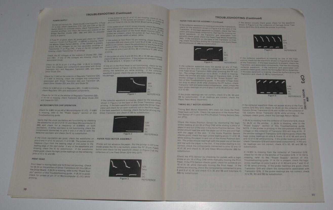 SAMS Computer Facts CP3 IBM Printer Model 5152-002 Technical Service Data