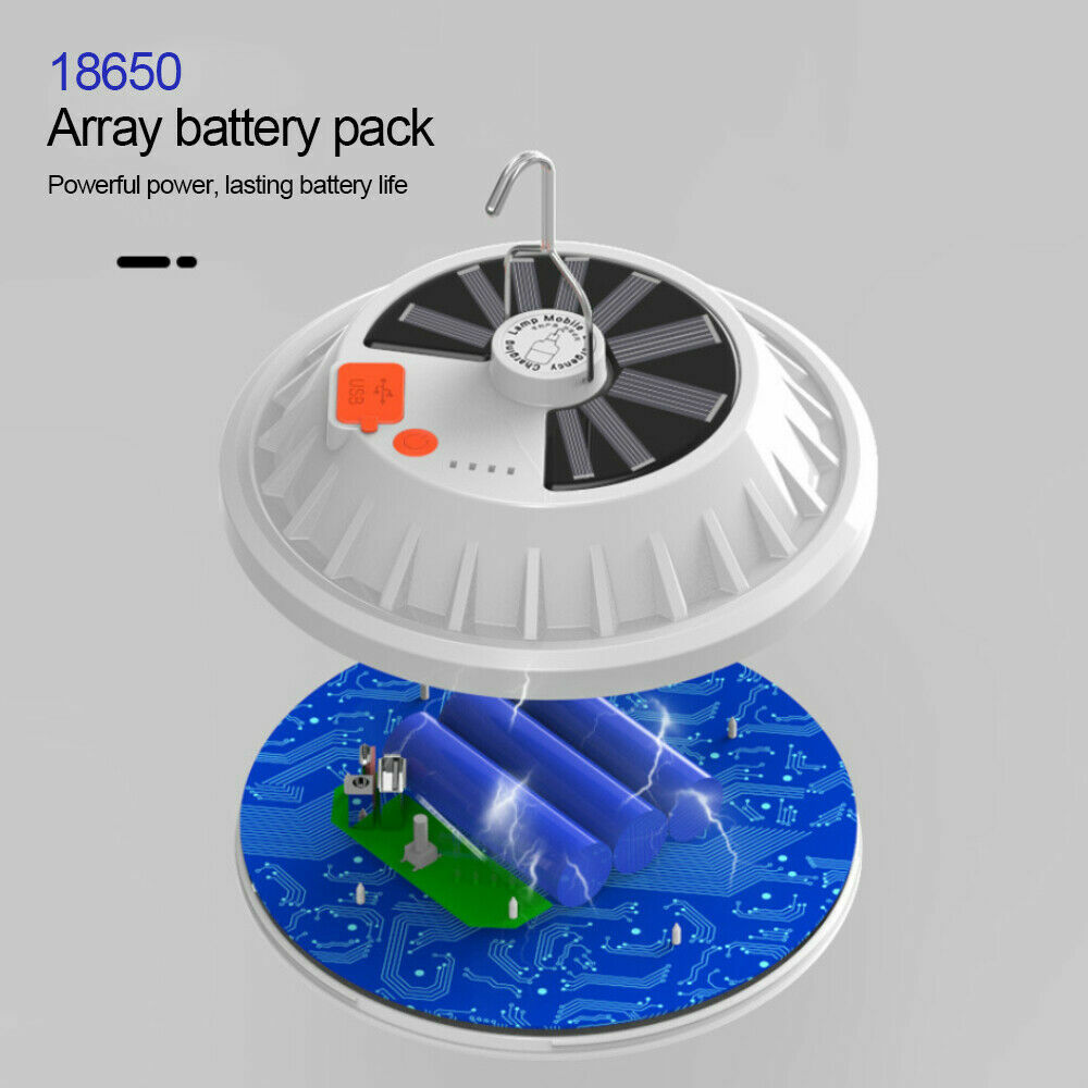 Solar/USB Rechargeable 120LED Camping Light Tent Flashlight Hiking Lantern Lamp