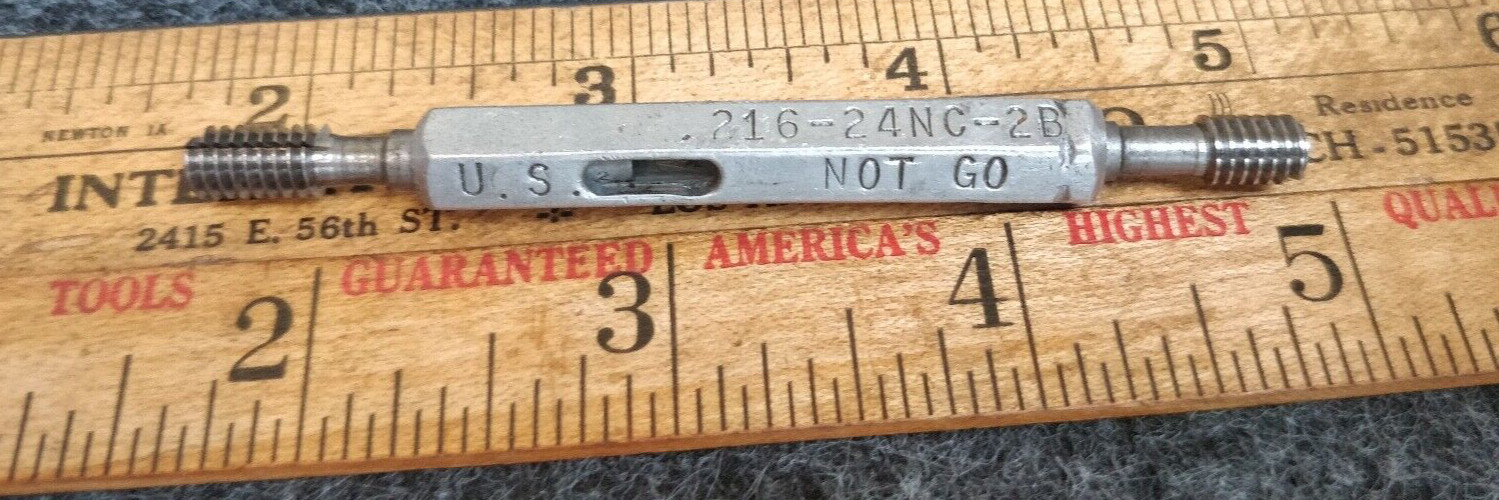 12-24 UNC 2B  Thread Gage GO NO GO PDs = .1889 .1933