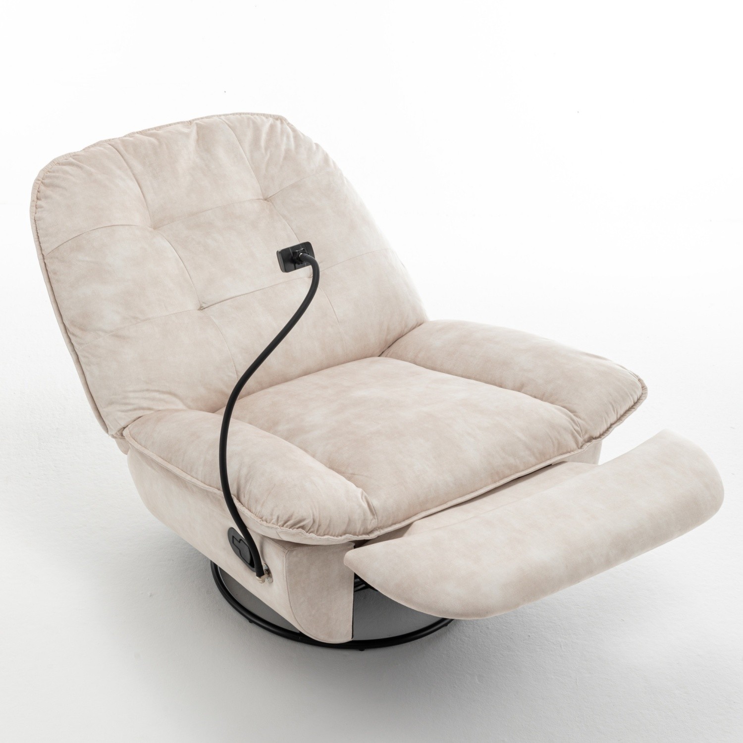 Recliner Chair with Swivel & Glide Velvet Upholstered Lounge Rocker w/ Footrest