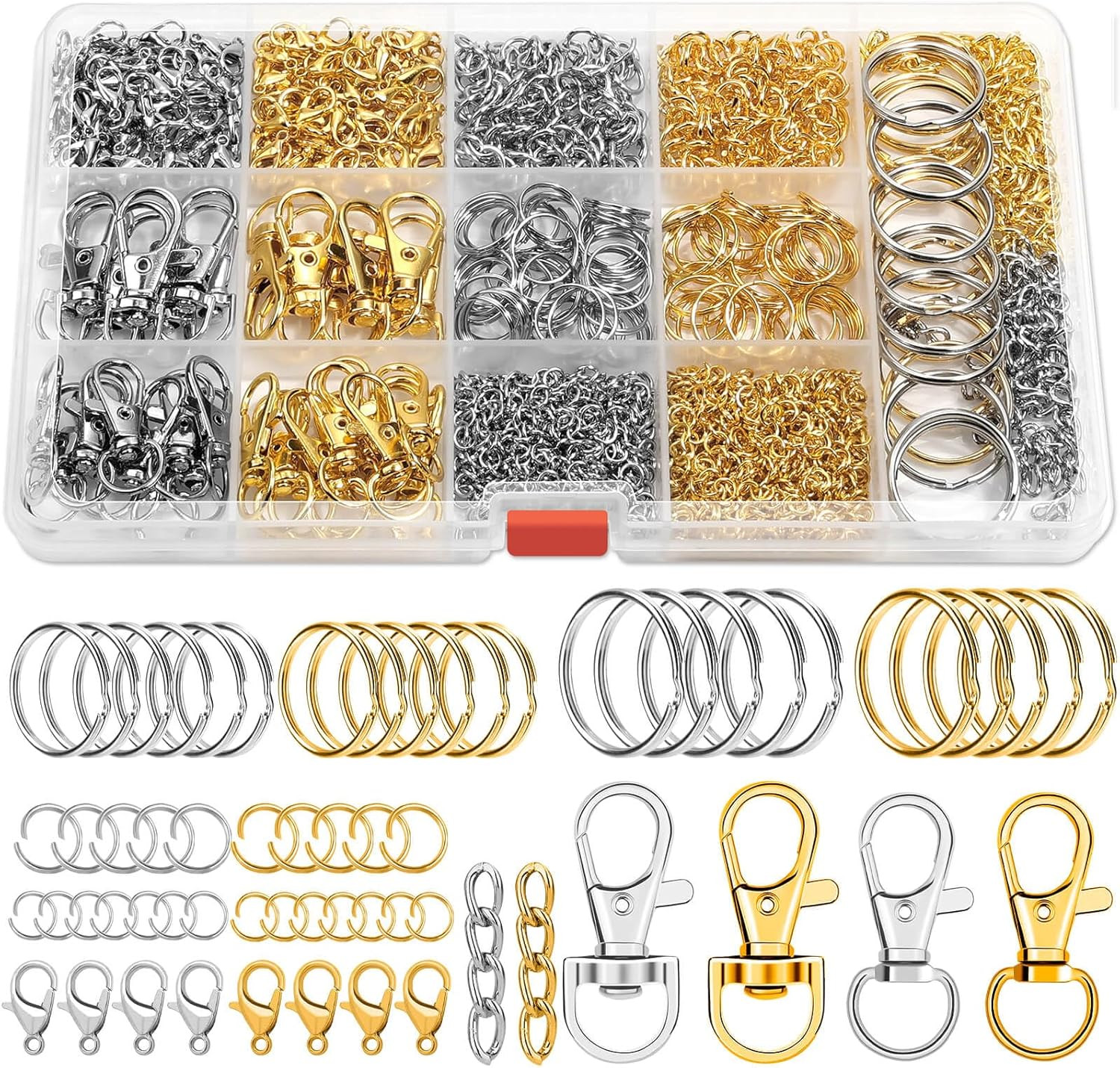 Keychain Making Kit, Keychain Craft Supplies Including Key Chain Hooks, Lobster