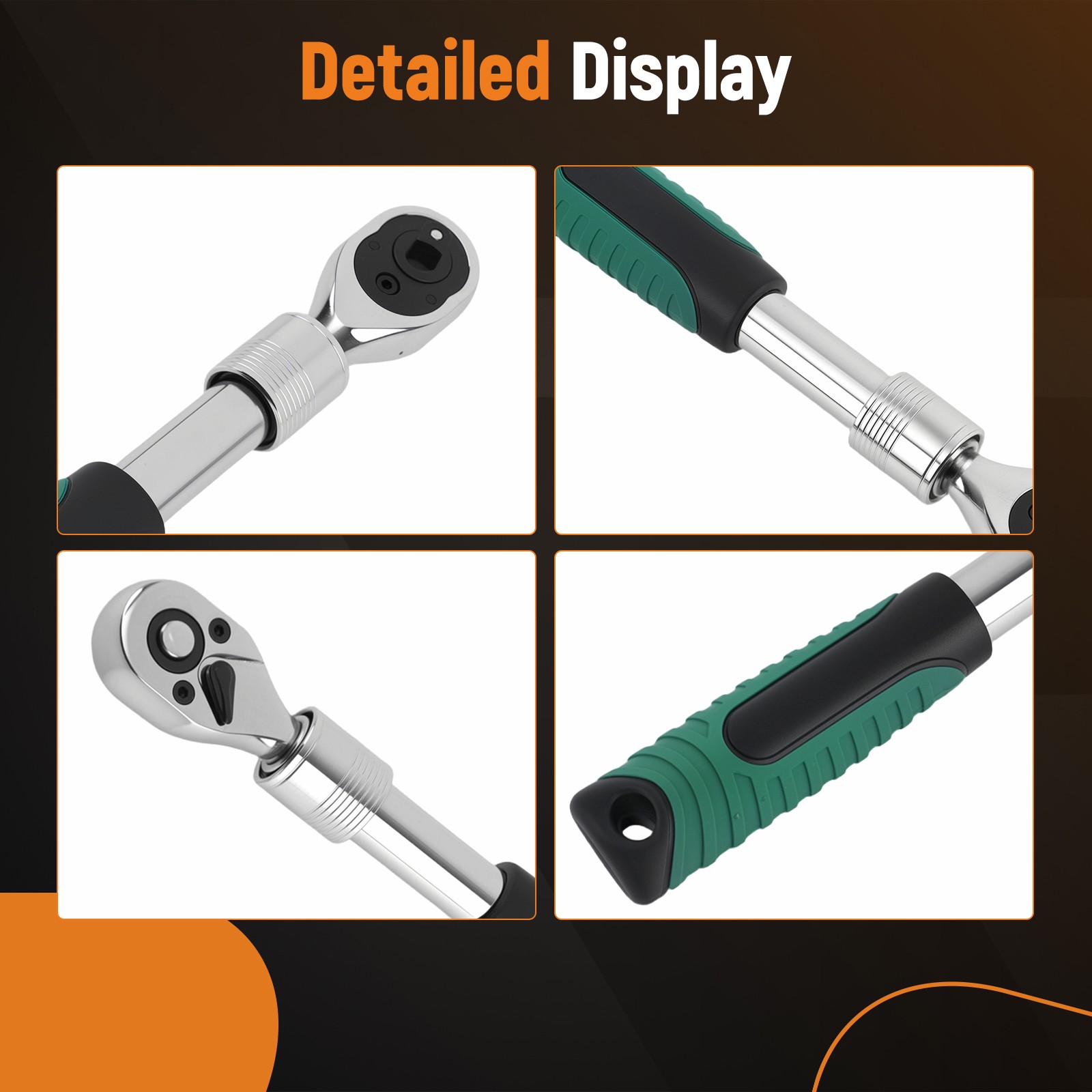 Workshop Ratchet Tool Set 3-Piece Extendable Handle 72-Tooth Quick Release