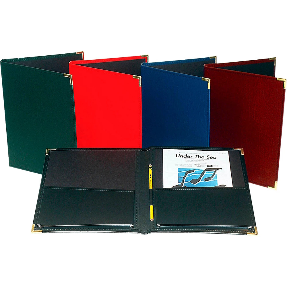 Marlo Plastics Band Orchestra Folder 12 x 14 Brass Corners Pencil Loop Green