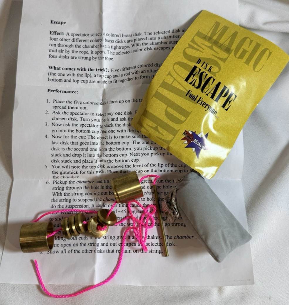 Magic Makers Disk Escape VNTG with Bag & Instructions - Close-up Mentalism