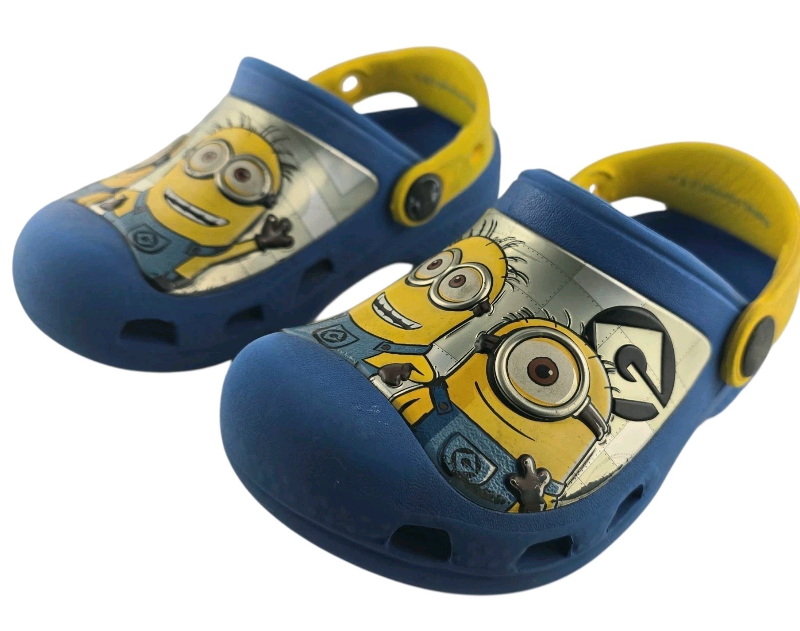 Crocs Minion Edition Toddler Blue Clogs Glow in the Dark Eyes Size 6/8