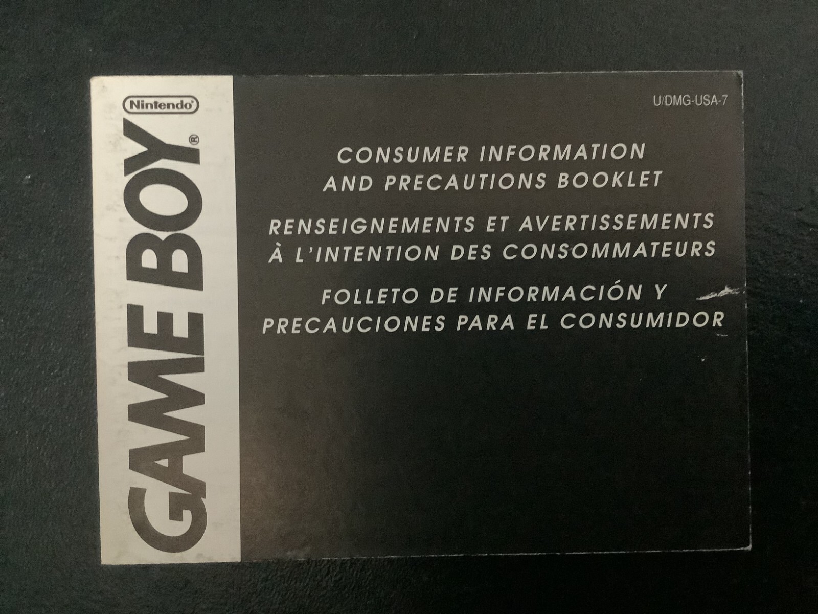 Gameboy Consumer Information Precautions Booklet U/DMG-USA-7 Manual Insert Only