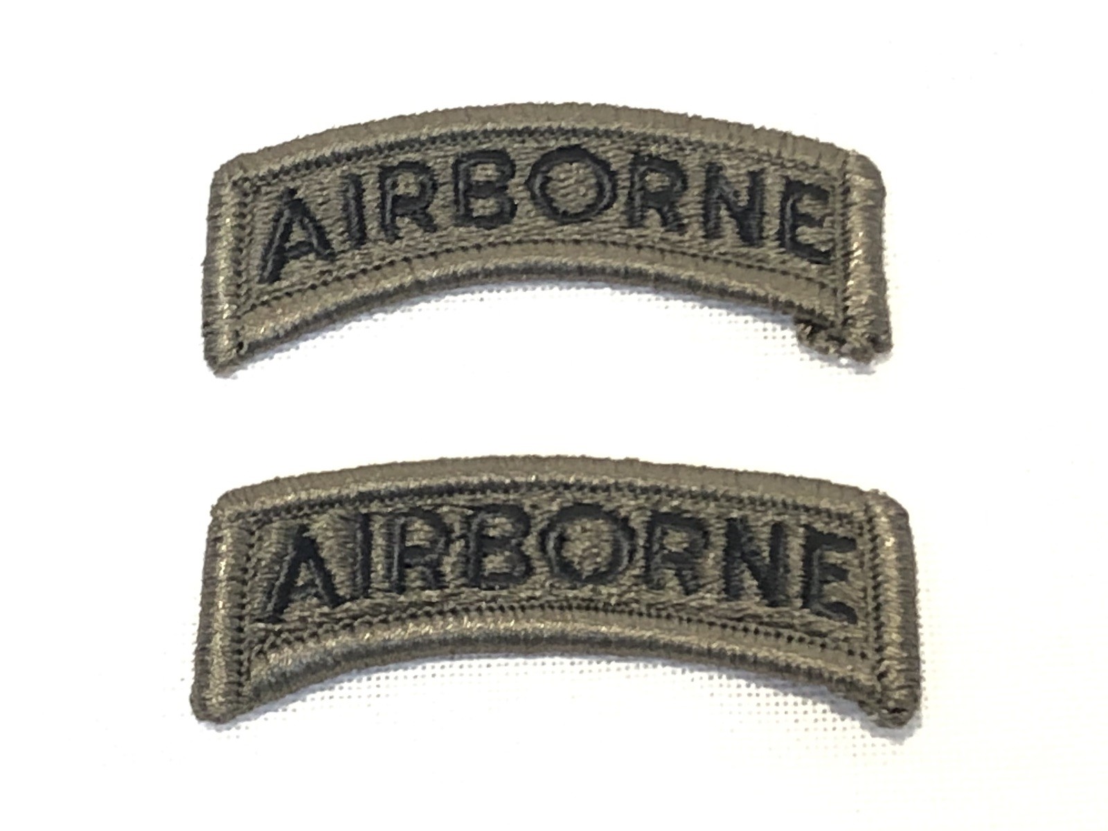 LOT of 2 US MILITARY ARMY AIRBORNE TAB PATCH DUTY UNIFORM INSIGNIA BDU OD GREEN