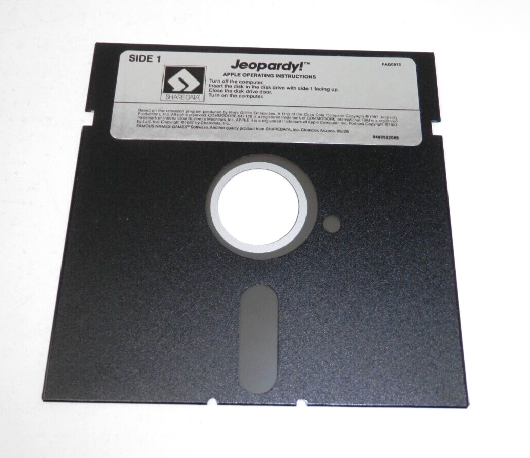 Jeopardy! Vintage Software Apple II • 5.25" Floppy Program Game 1987 Disc Only