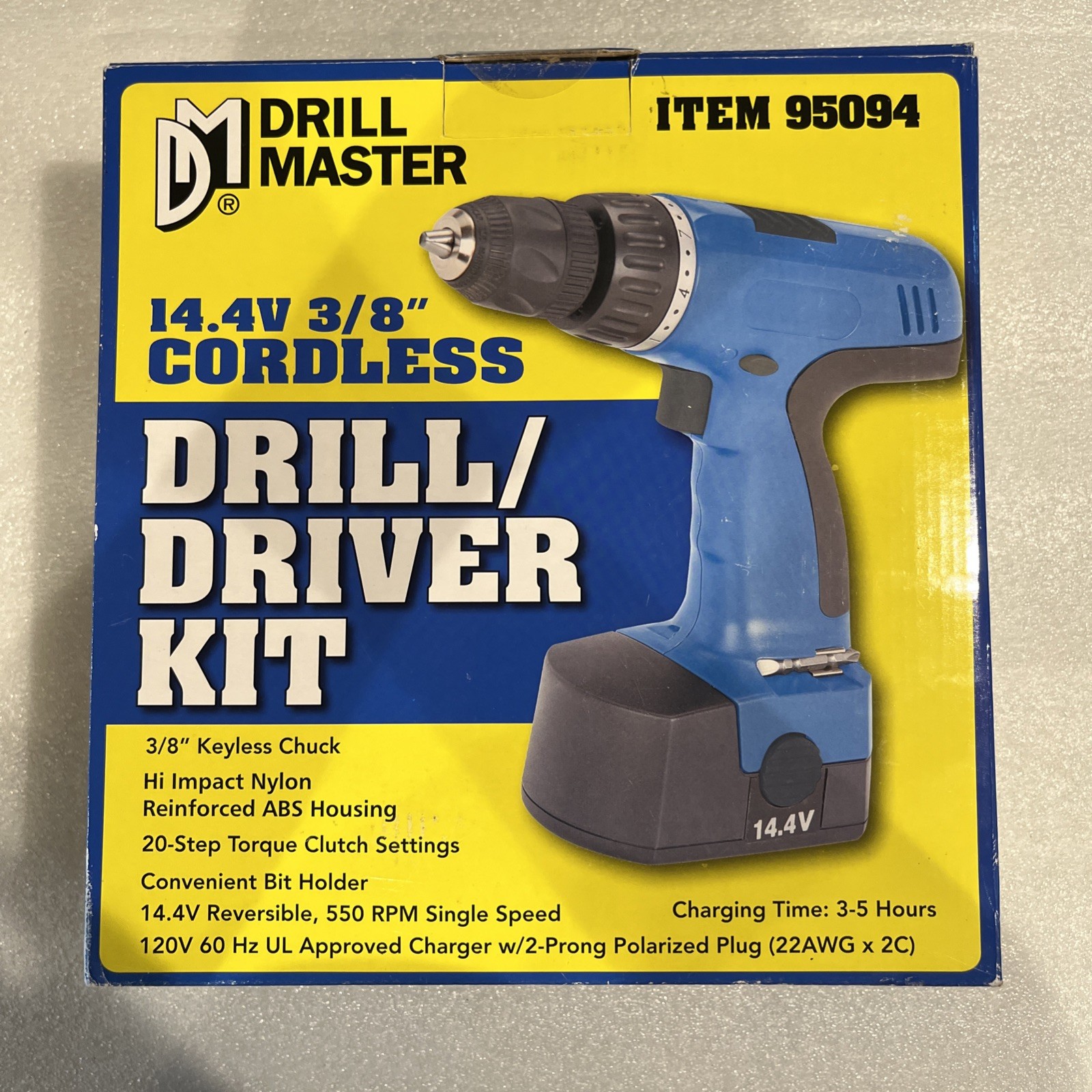 Drill Master 14.4V 3/8" Cordless Drill Driver Kit 95094
