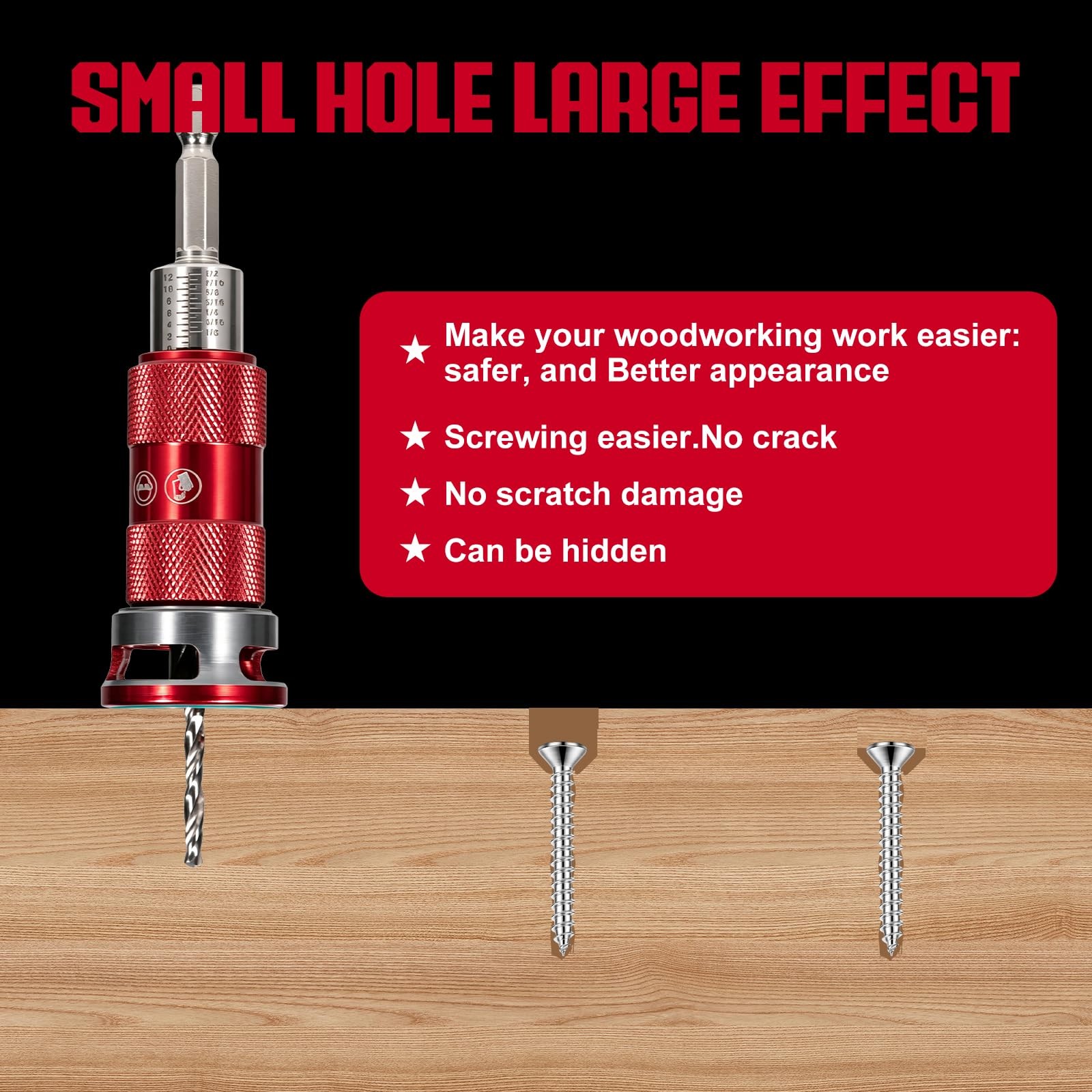 5 Pcs Countersink Drill Bit Set with Aluminum Alloy Depth Stop,Semi-Automatic...