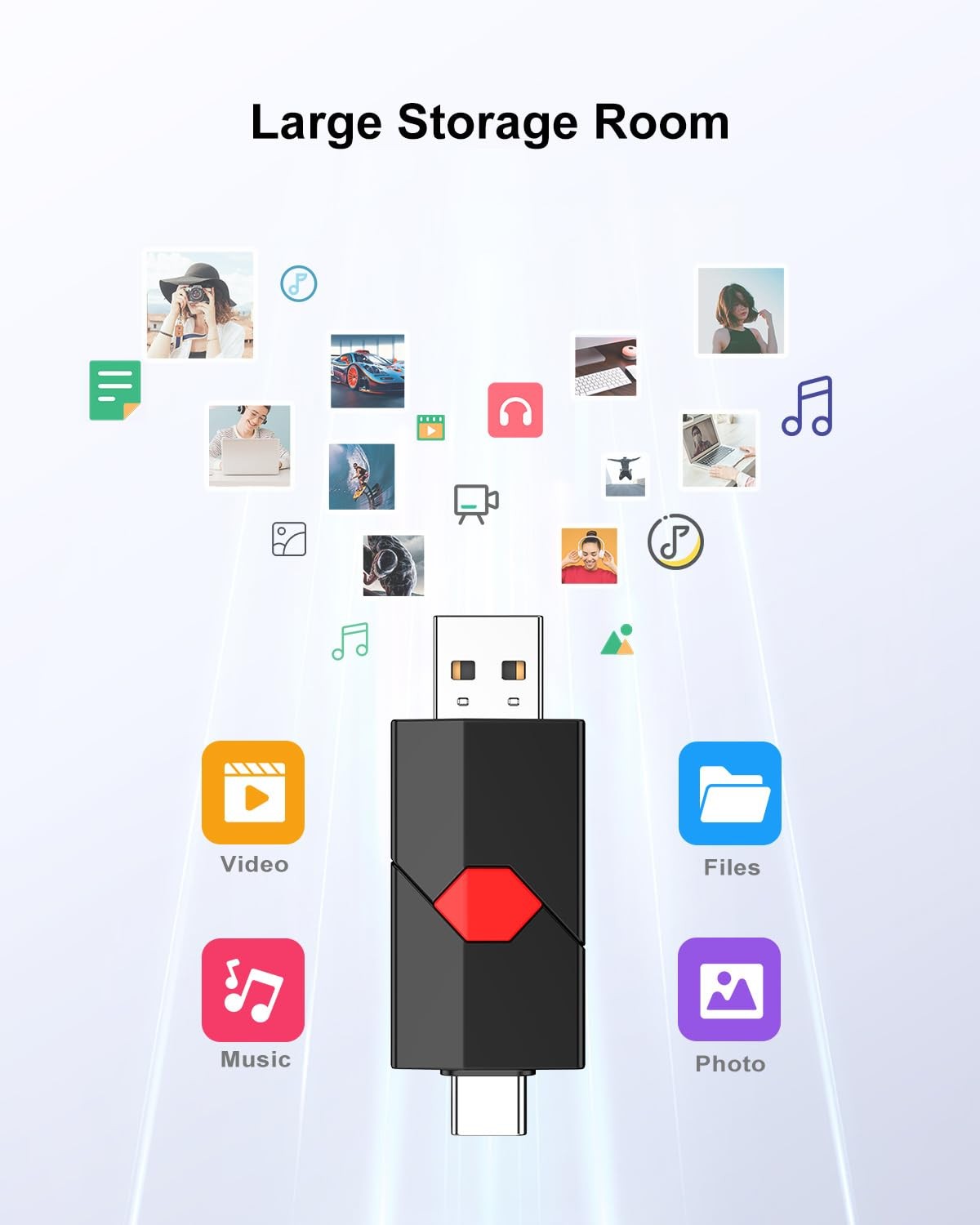 64GB USB Flash Drive + USB A Dual Flash Drive 64GB USB Drive Push-Pull USB Me...
