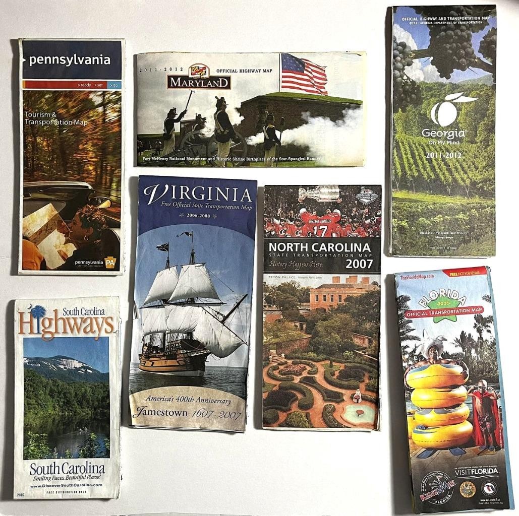 US EAST COAST ~ Lot of Road Maps ~ Pennsylvania to Florida