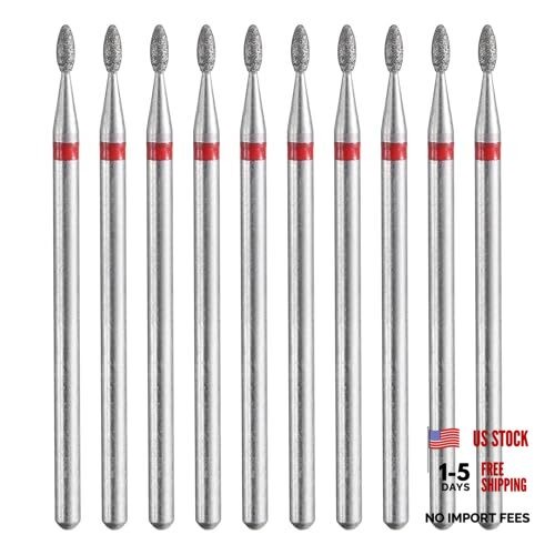 10pcs 200-230 Grits Diamond Grinding Bit 1.8mm Oval Head 2.35mm 1.8x3.7mm Red