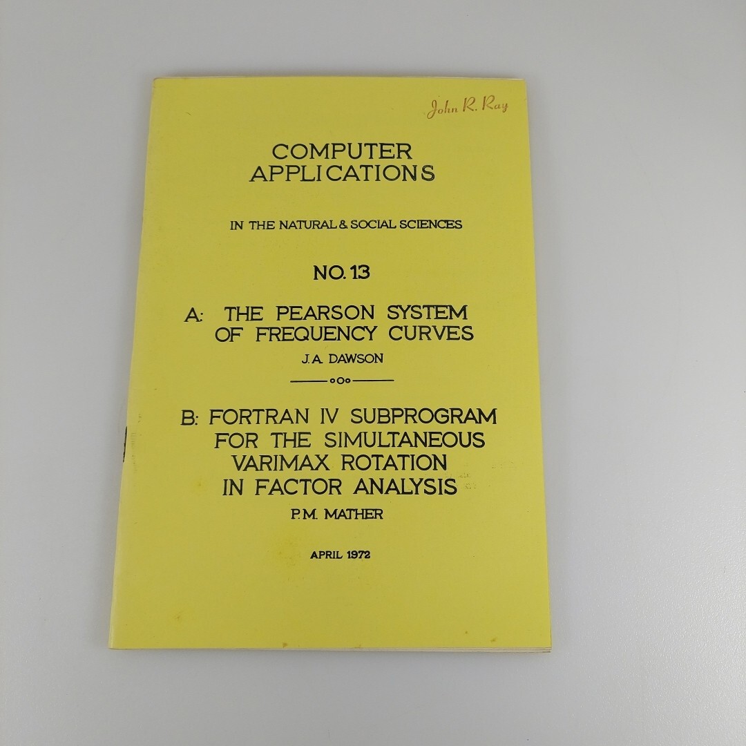 Computer Applications In The Natural & Social Sciences No 13 Pearson System