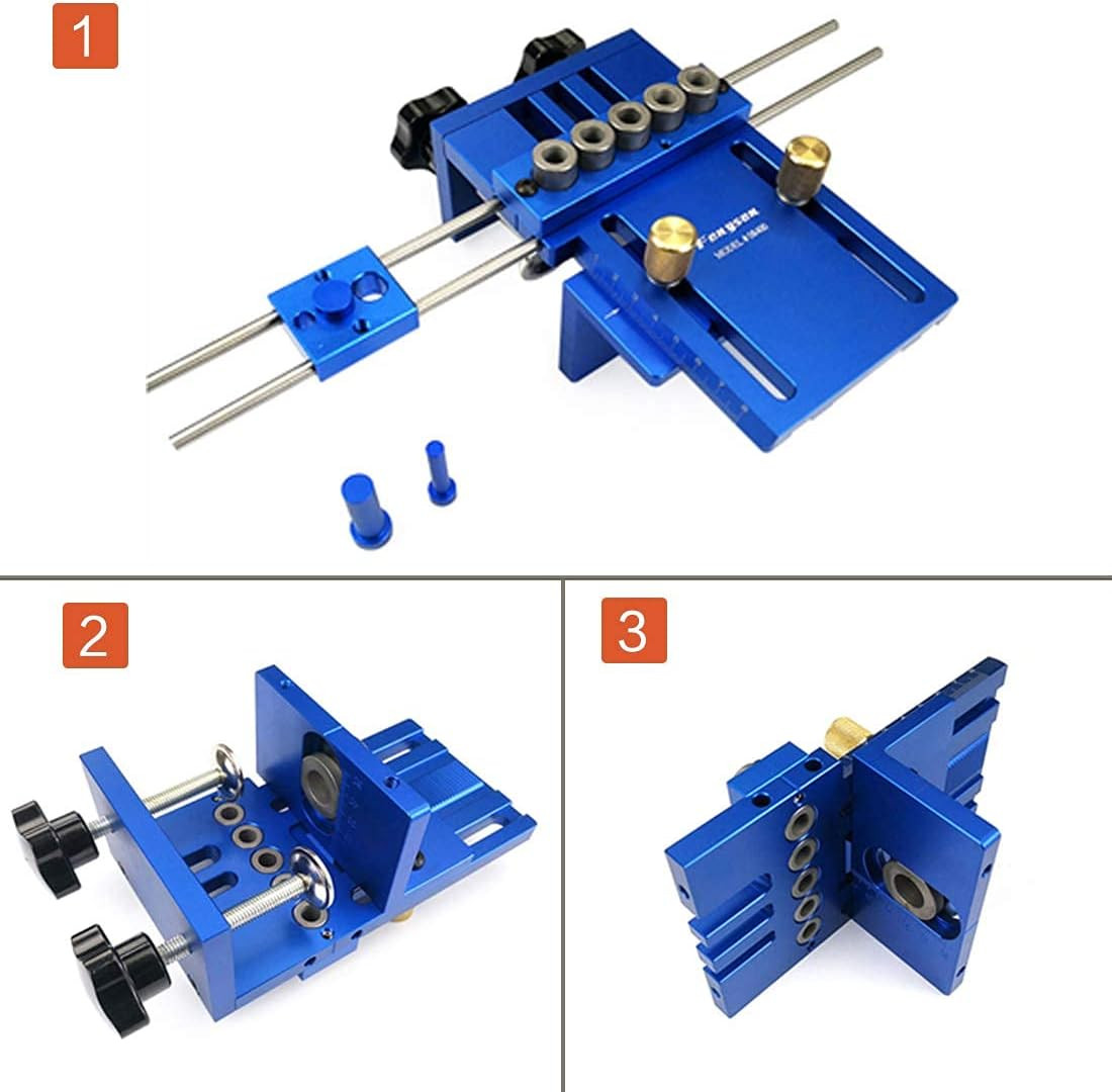 Adjustable Doweling Jig Kit with 5 Drill Sleeves for Precise Woodworking
