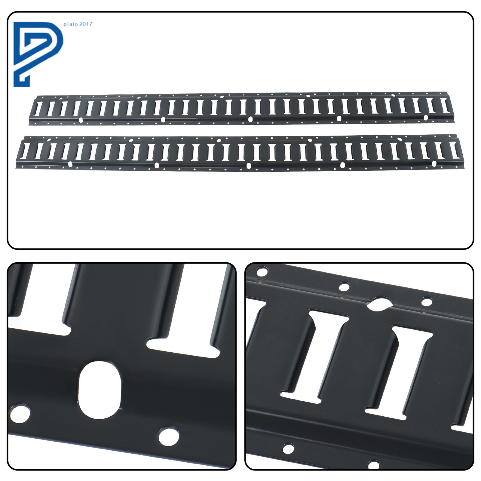 5' (2 Pack) E Track Rails Powder-Coat Black For Vans Trailers Motorcycle