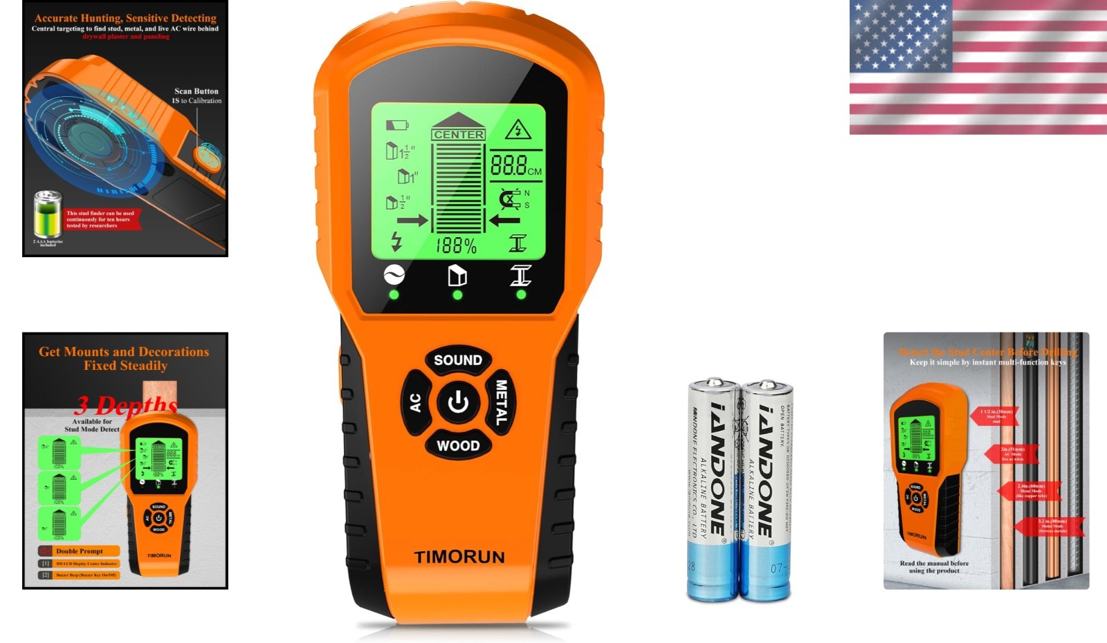 Compact 6-in-1 Stud Finder with Magnetic Sensor for Accurate Wall Detection