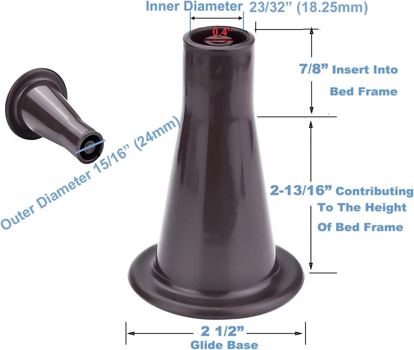 6PCS Reinforced Bed Frame Feet That Replace Wheels. Prevent Sliding. Sturdy