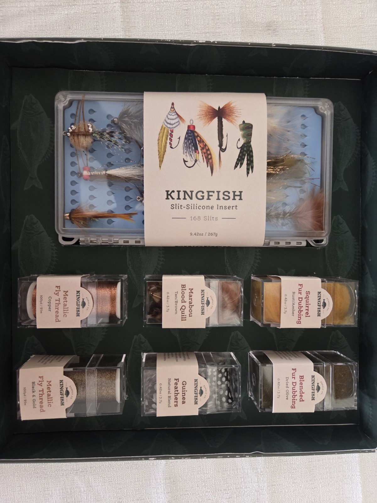 Kingfish Supply Co. Fly Tying Kit Feathers, Metallic Thread, Dubbing, Quill