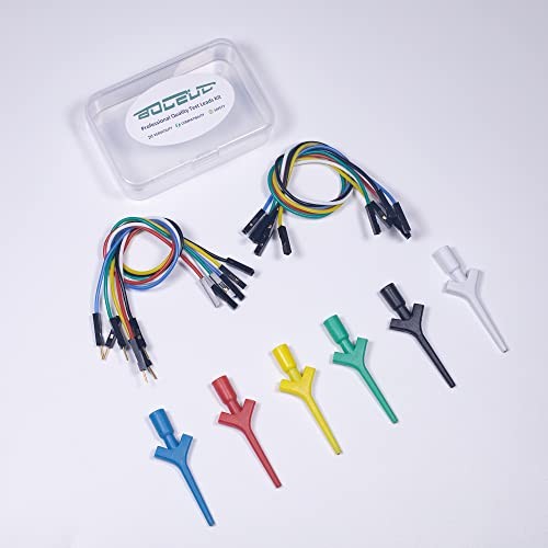 Test Lead Set, Mini Grabber Test Hook Clips Silicone Jumper Wires Cable for