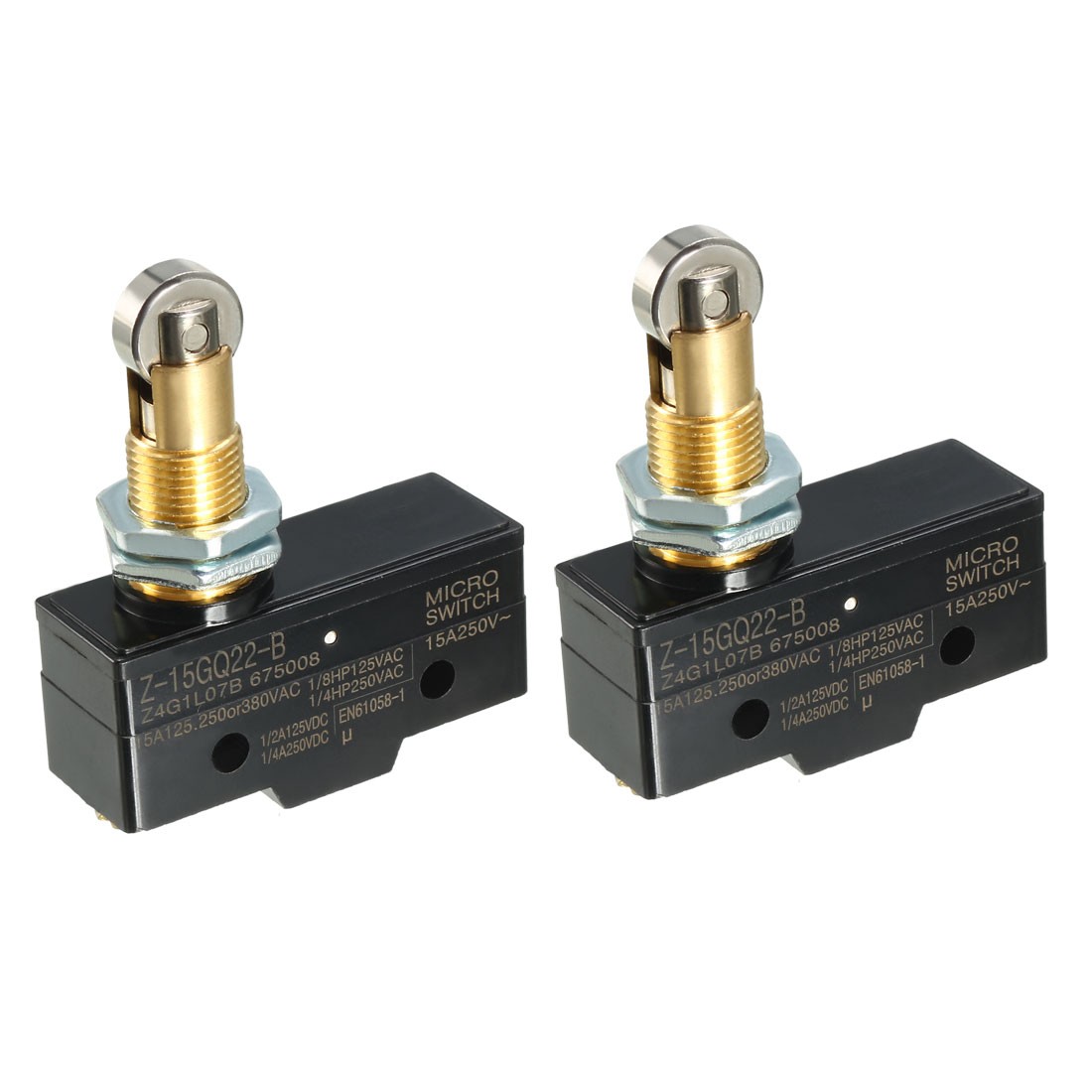 2PCS Z-15GQ22-B 1NO + 1NC Panel Mount Roller Plunger Micro Action Switches
