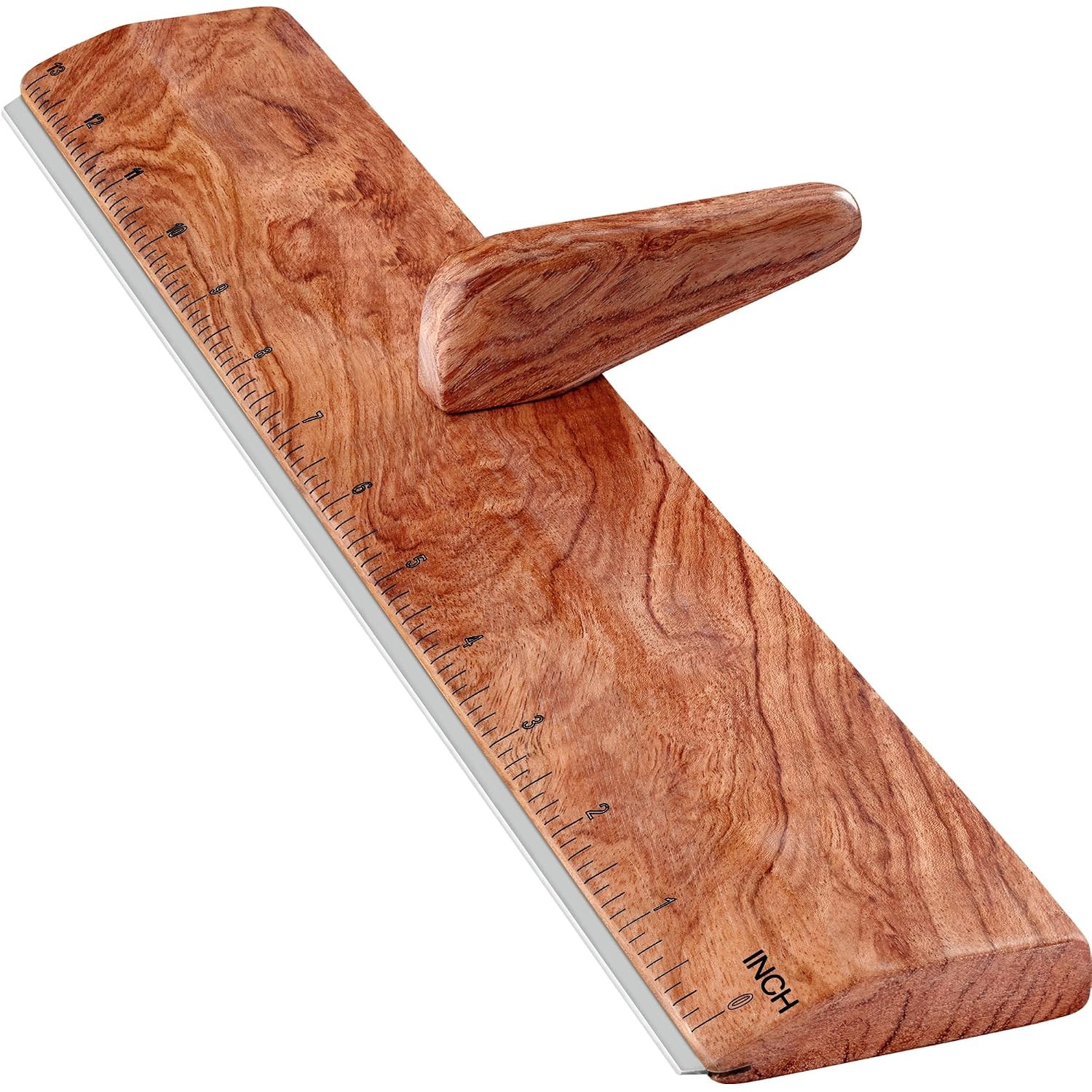 SAVINA Safety Ruler with Handle & Stainless Steel Edge - 13in Handmade Hardwood