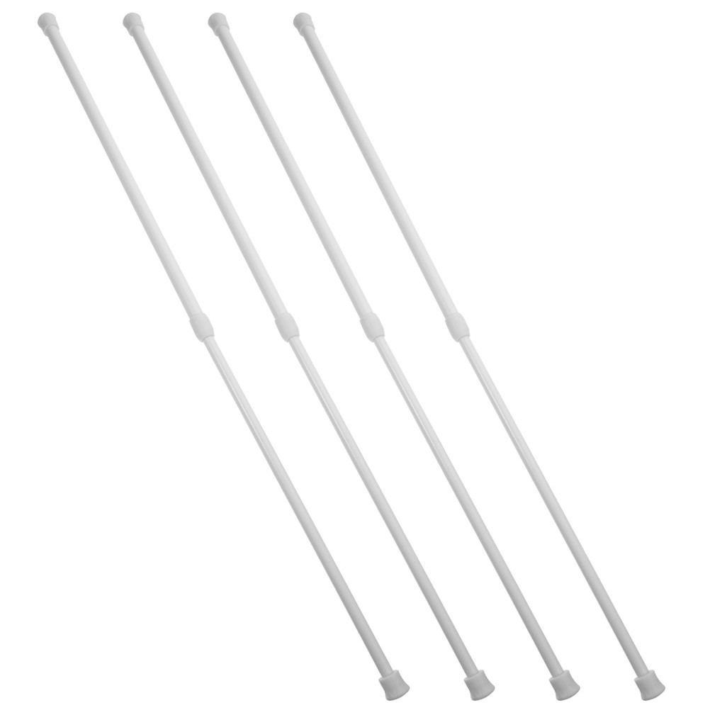 4Pcs Adjustable Closet Rods White Plastic Security Bars with Anti Slip Ends