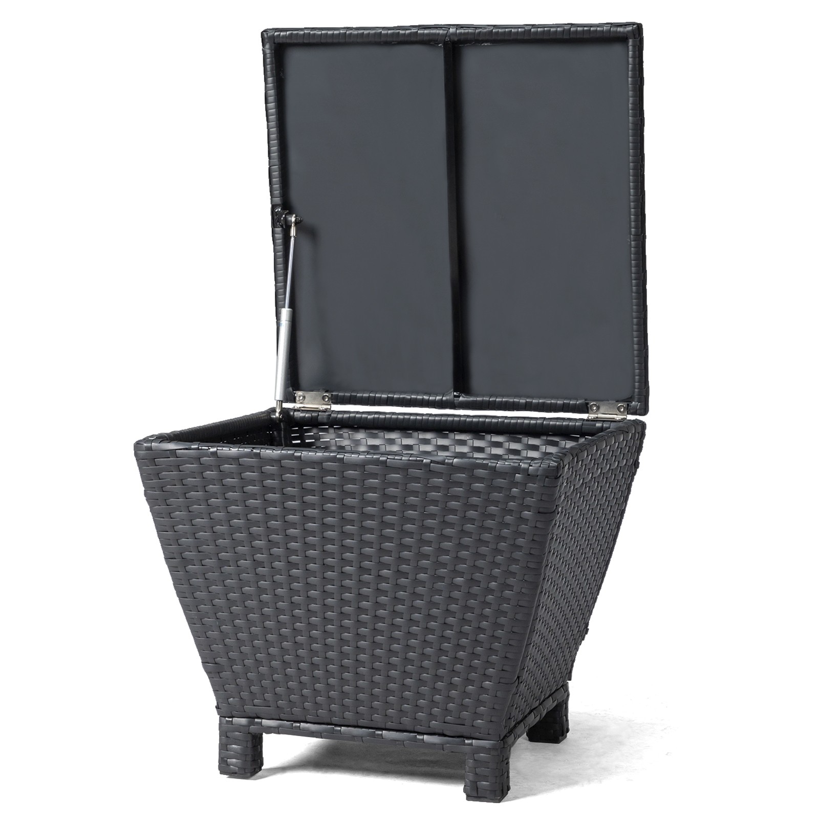13GAL Garden 2 in1 Outdoor PE Wicker Side Table with Storage Trapezium Container