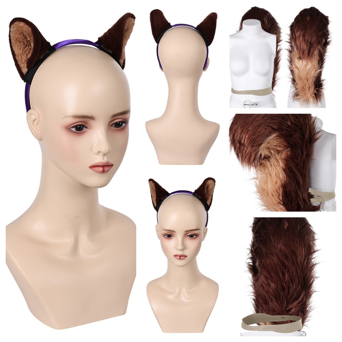 Doreen Green Squirrel Girls Cosplay Headdress Belt Squirrel Tail Ears Hair Band