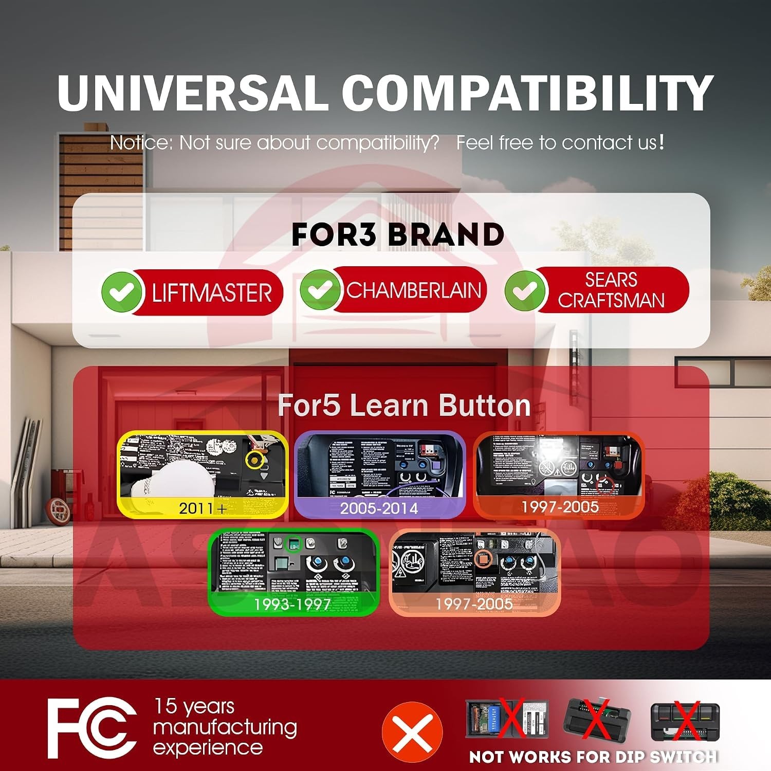 Chamberlain 953EV/EVC Garage Door Remote 3-Button 2 Pack Universal Compatibility