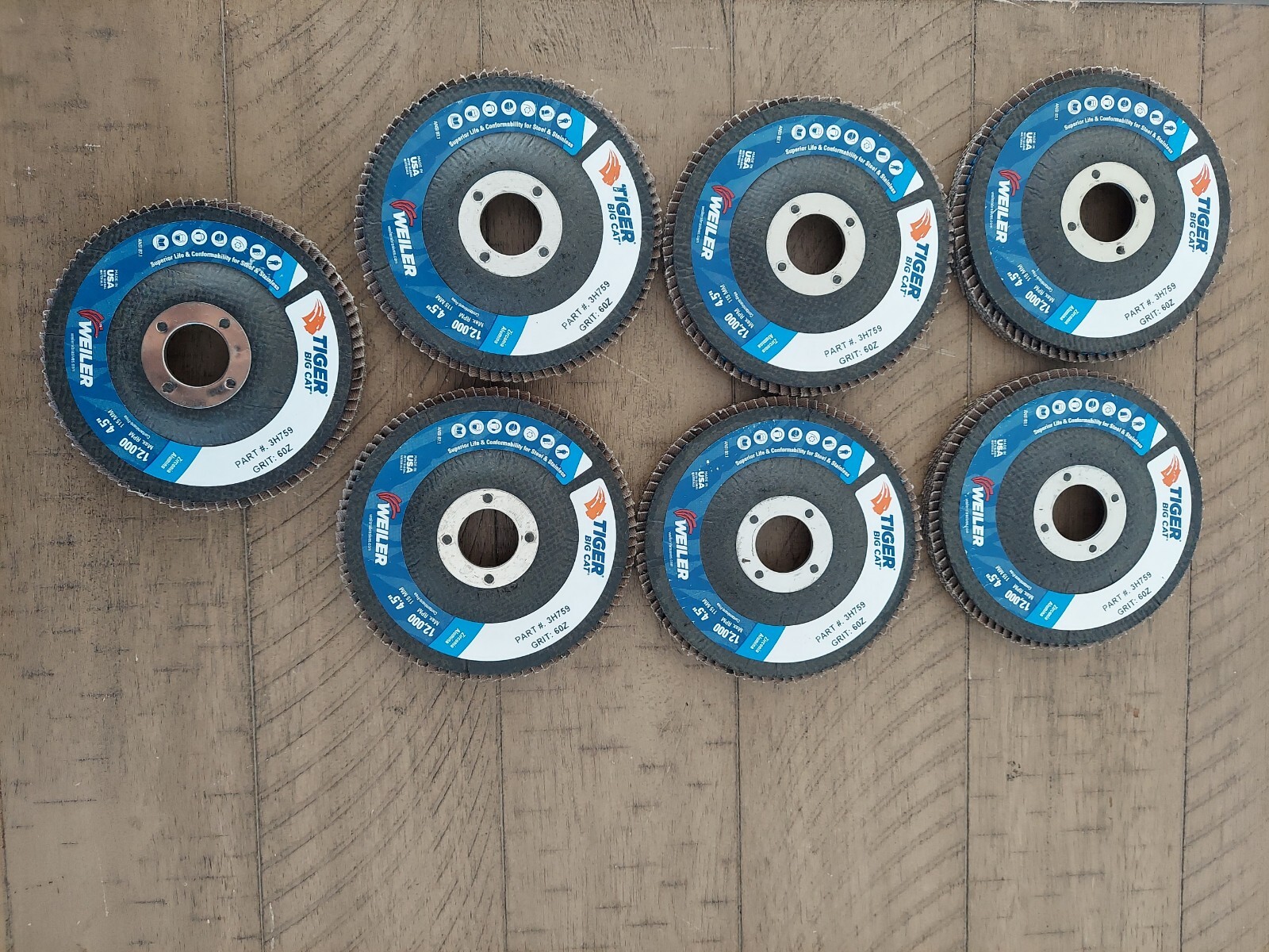 WEILER 4.5" ABR DISK 3H759 Grit 60z, Mx 1200 RPM