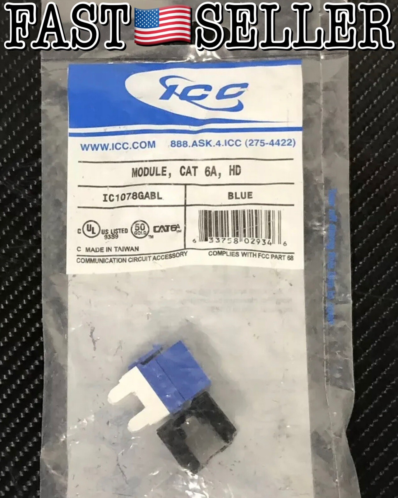 ICC ICC-IC1078GABL / Module CAT6A- HD, Blue Connector - NEW! FAST!