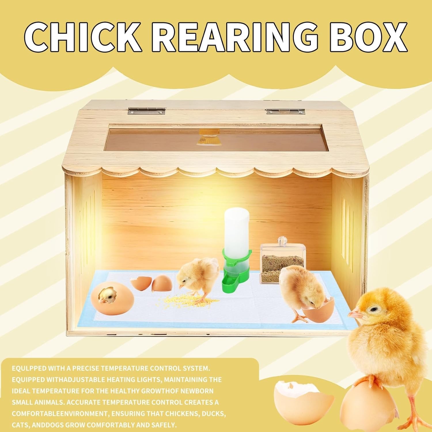 Chick Brooder Box for Chicks, Quail Brooder Box Kit with Heater Feeder and Wa...