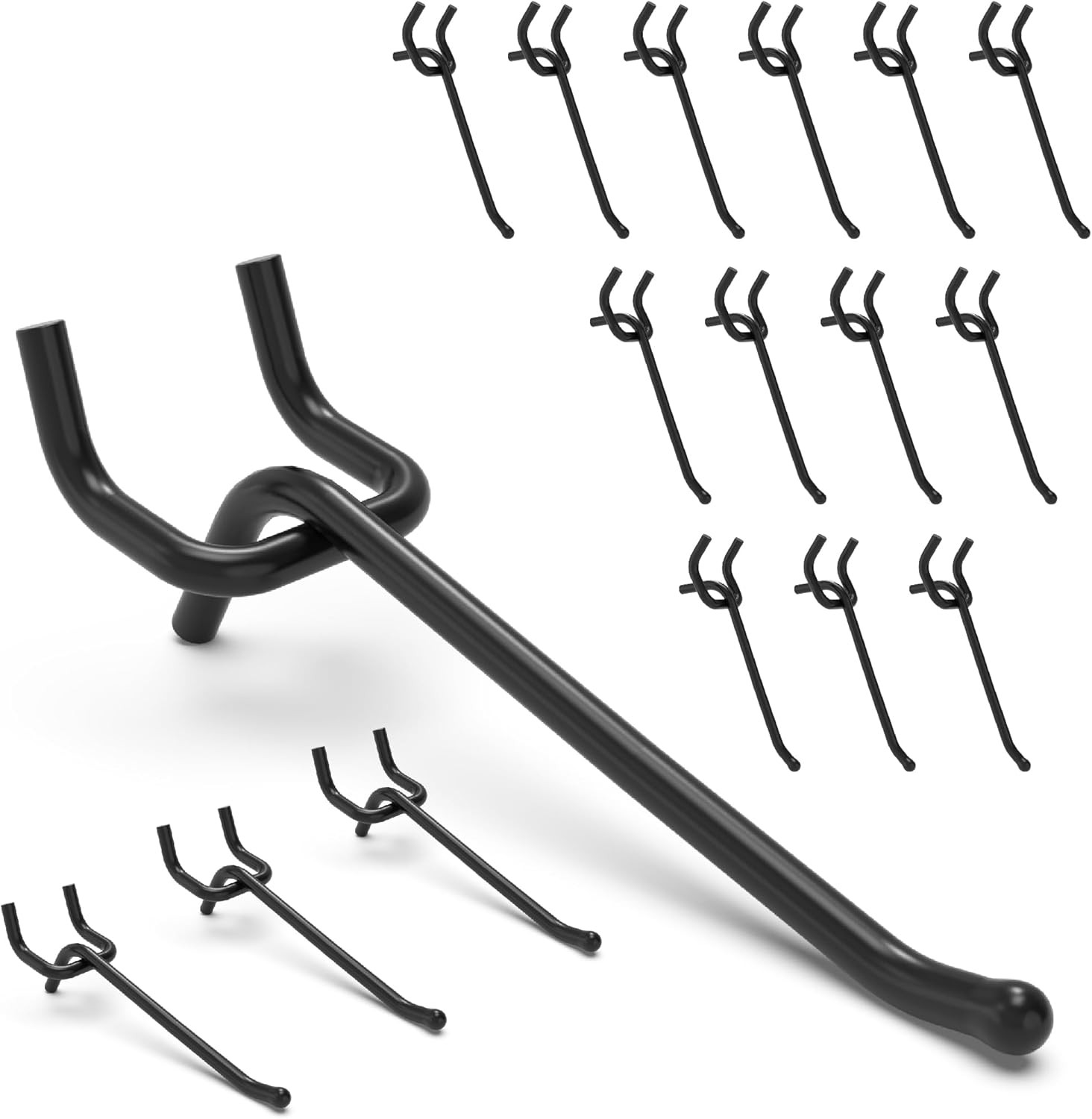 50 Pack Heavy Duty 4 Inch Pegboard Hooks, Black Metal Organizer Hooks for Garage