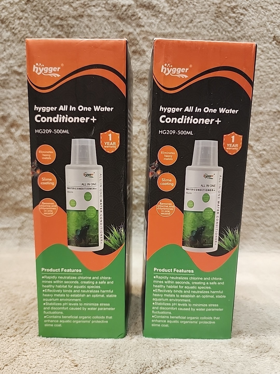 Lot of 2: hygger All In One Aquarium Tank Water Conditioner+ HG209-500ml