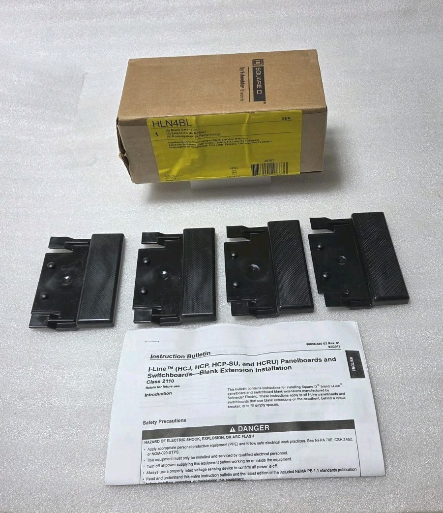 4 Pcs.-  Square D HLN4BL I-Line Panelboard Filler Blank Extension 4.5"