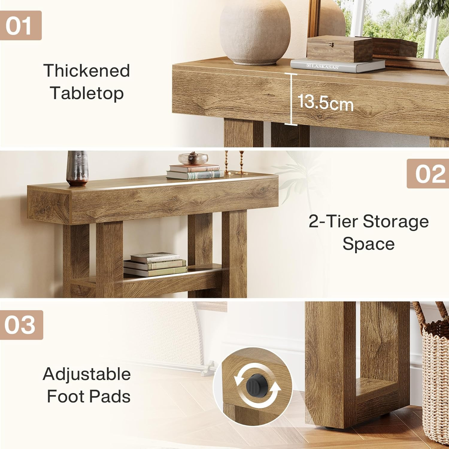 Tribesigns 41.34" Farmhouse Console Table, Sofa Table behind the Couch | 2-Tier