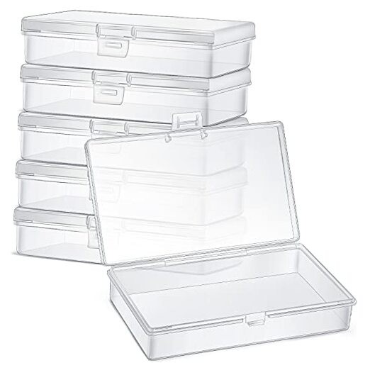 6 Pieces Mini Plastic Clear Beads Storage Containers Box for 5.2 x 3 x 1.2 Inch