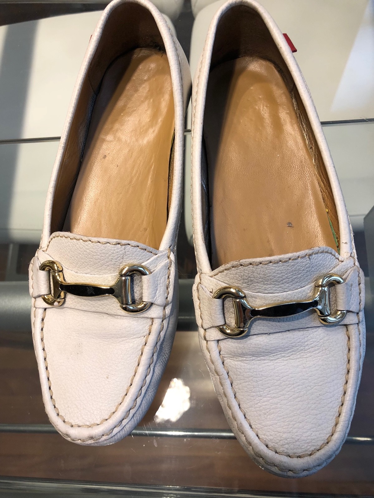 BROWNS SHOES White Leather Loafers Size 8 Retail $250