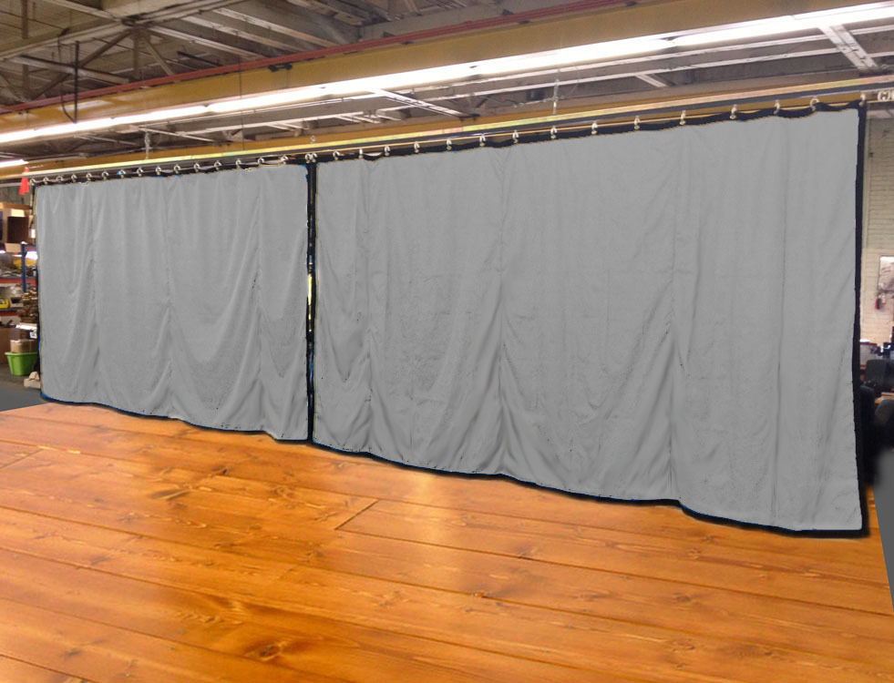 Lot of (2) Silver Curtain/Stage Backdrop, Non-FR, 9 H x 20 W