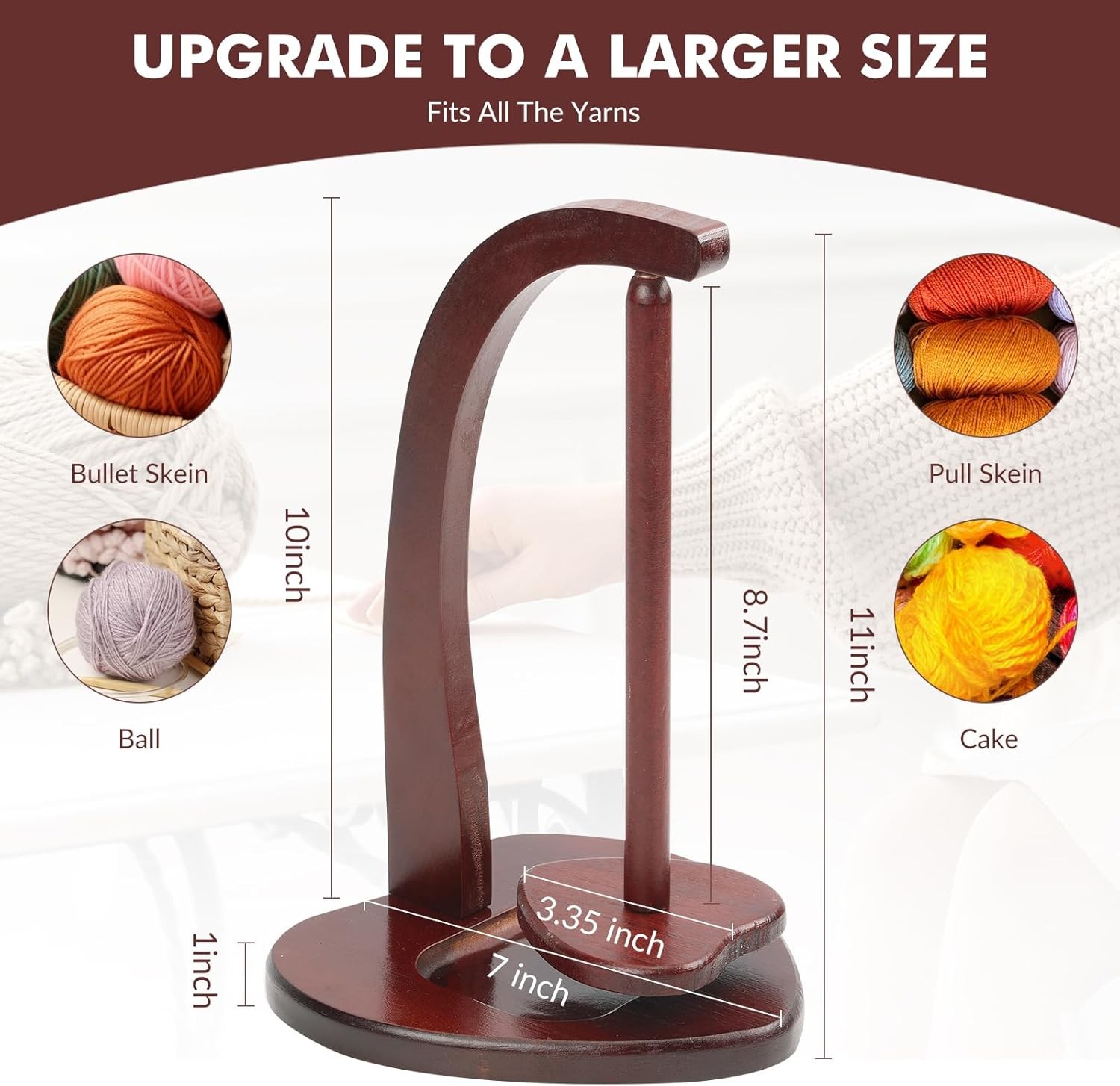 Magnetic Wooden Yarn Holder Spinner for Crocheting Knitting Gifts